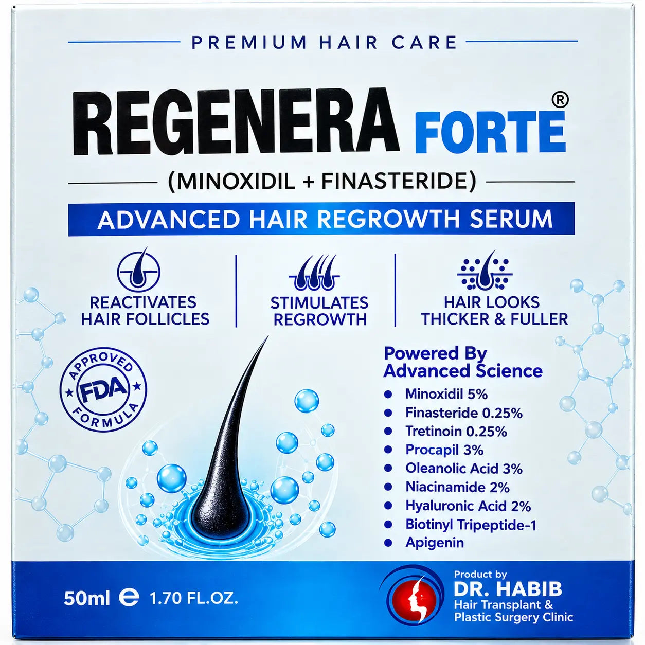 DR. HABIB REGENERA FORTE® Advanced Hair Regrowth Spray with Minoxidil & Finasteride (50ml) Prime Mall